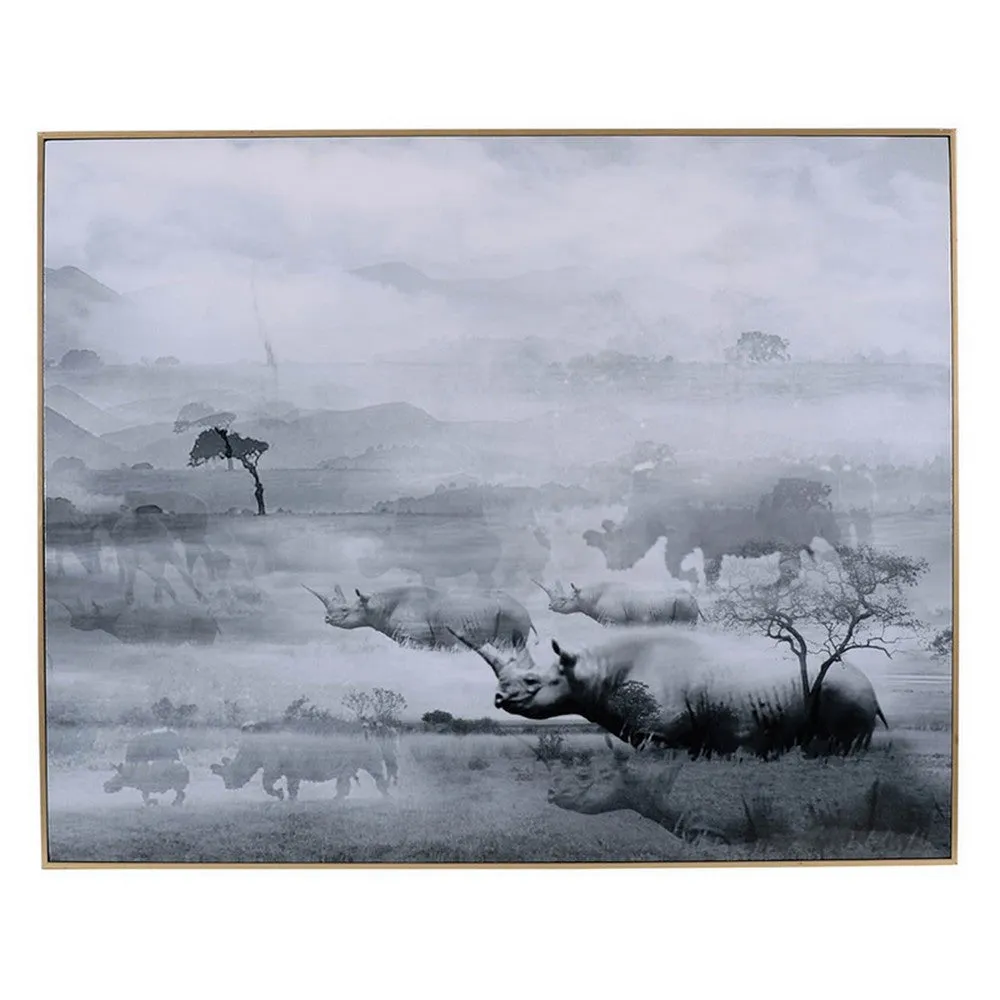 49 x 59 Framed Wall Art, Foggy Waterscape Print, Modern Gray, White, Black By Casagear Home