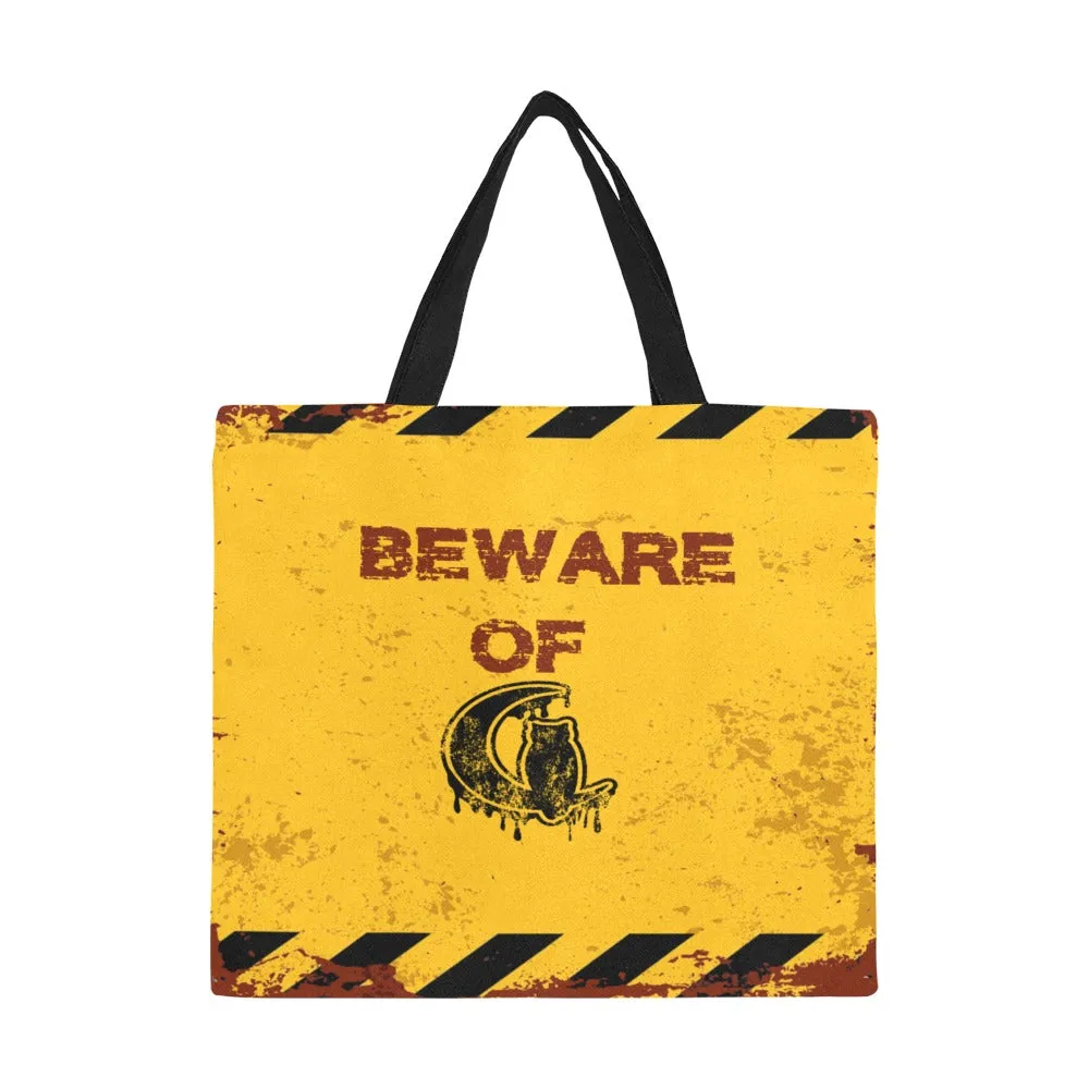 BEWARE All Over Print Canvas Tote Bag/Large