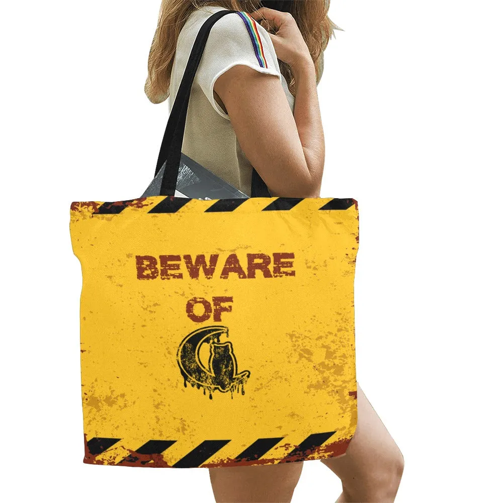 BEWARE All Over Print Canvas Tote Bag/Large