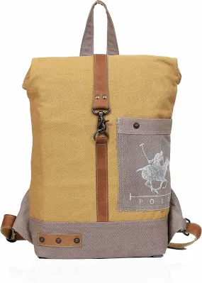 CLA 20 Inch Upcycle Canvas & Cowhide Leather ruck sack for women, back pack for women