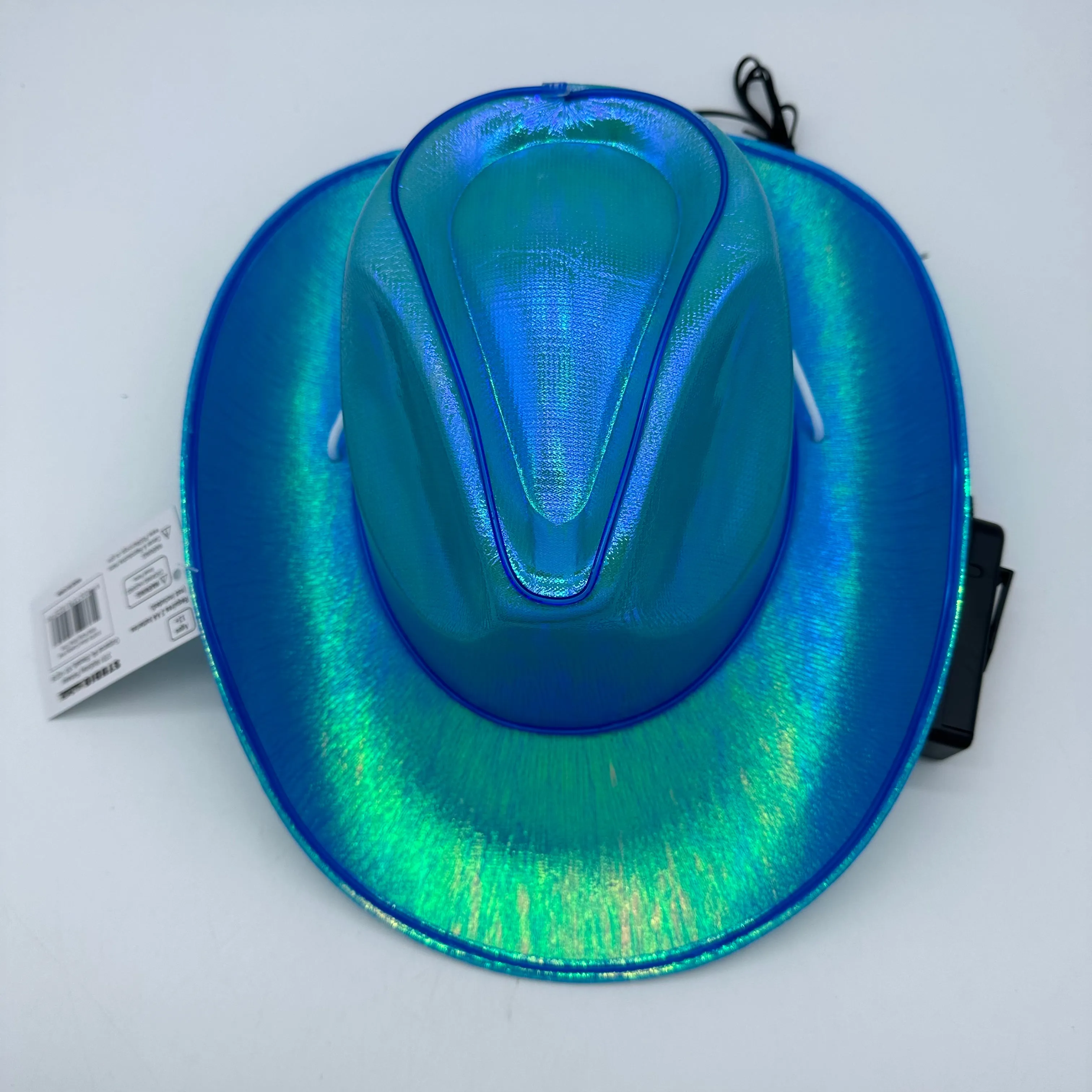 EL WIRE Light Up Iridescent Space Blue Cowboy Hat