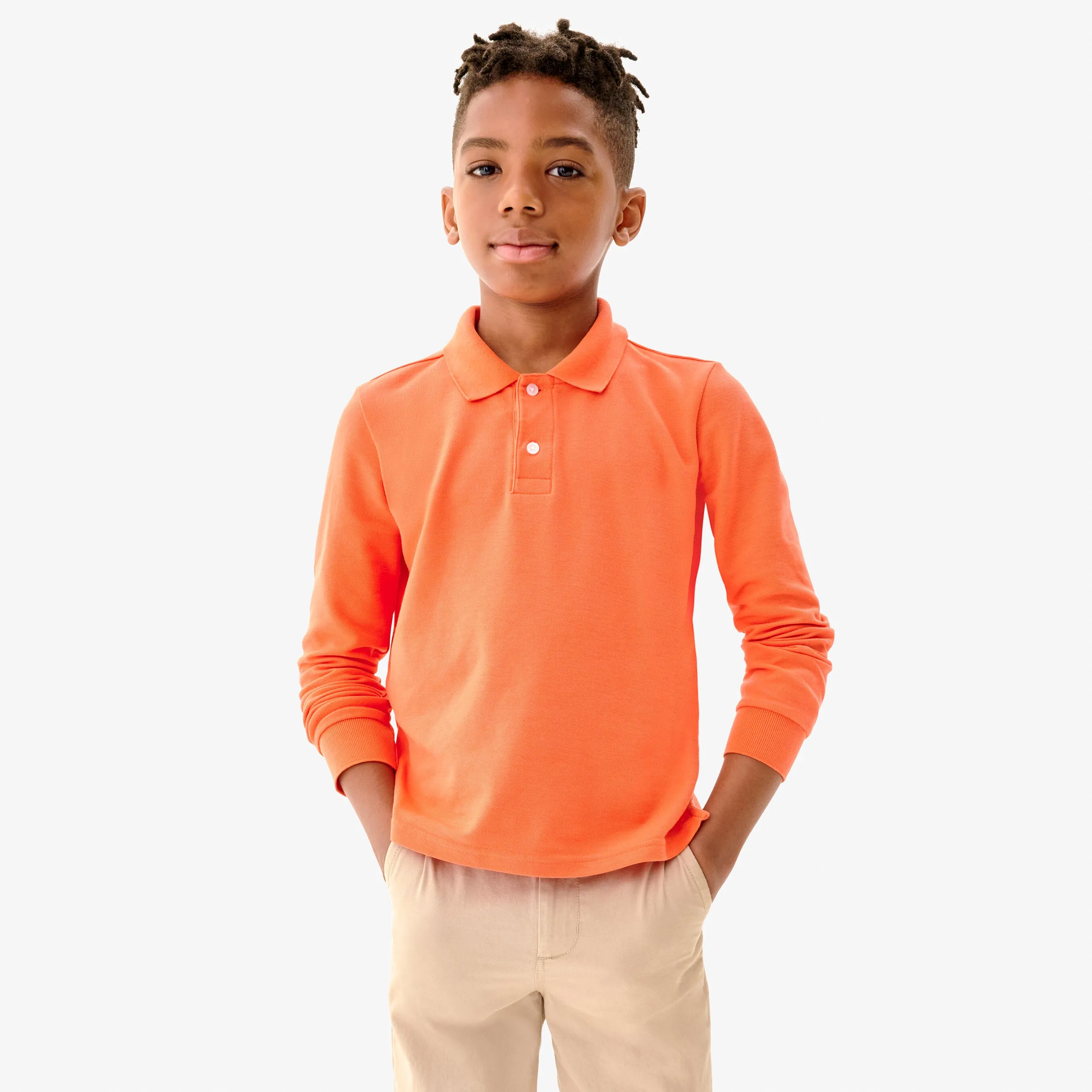 Kids long sleeve pique polo