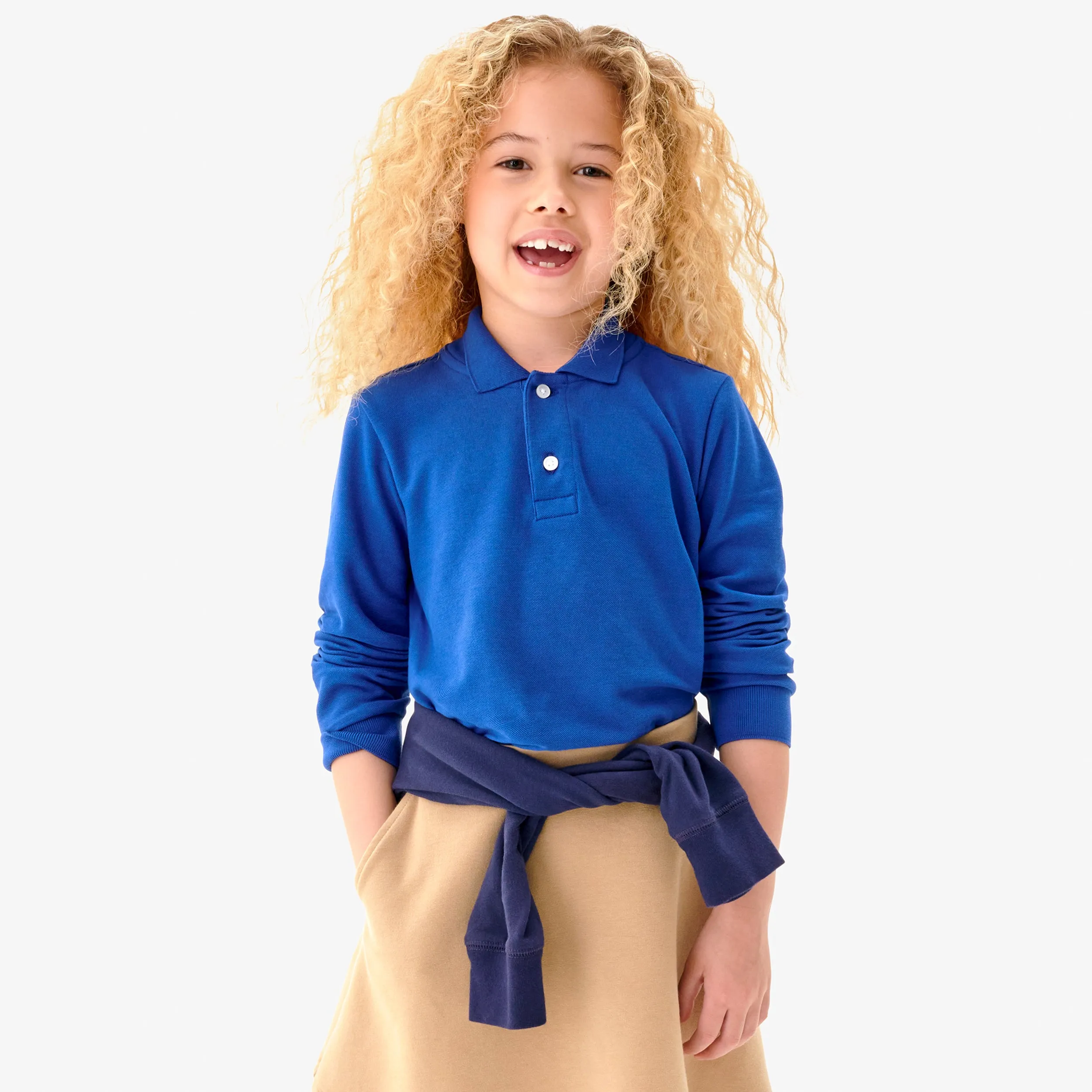 Kids long sleeve pique polo