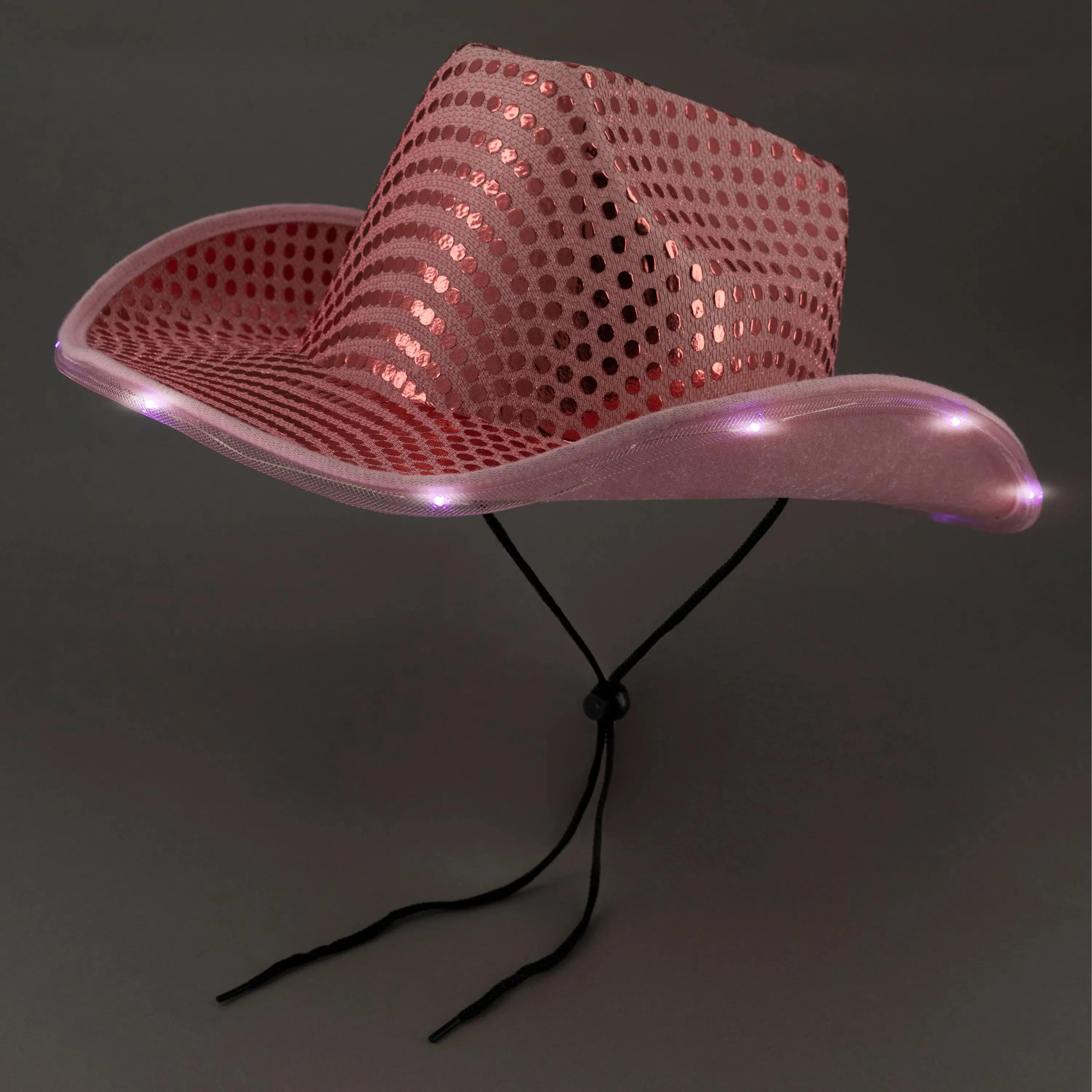 LED Light Up Flashing Sequin Blue & Pink Cowboy Hat - Pack of 2 Hats