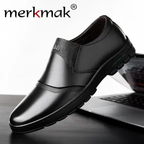 Merkmak Men's Shoes Comfortable Men Casual Shoes Genuine Leather Breathable Loafers Slip-on Footwear Walking Driving Shoes