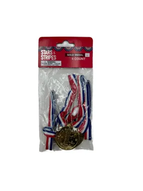 Novelty Gold Medal, Pack of 4 medals