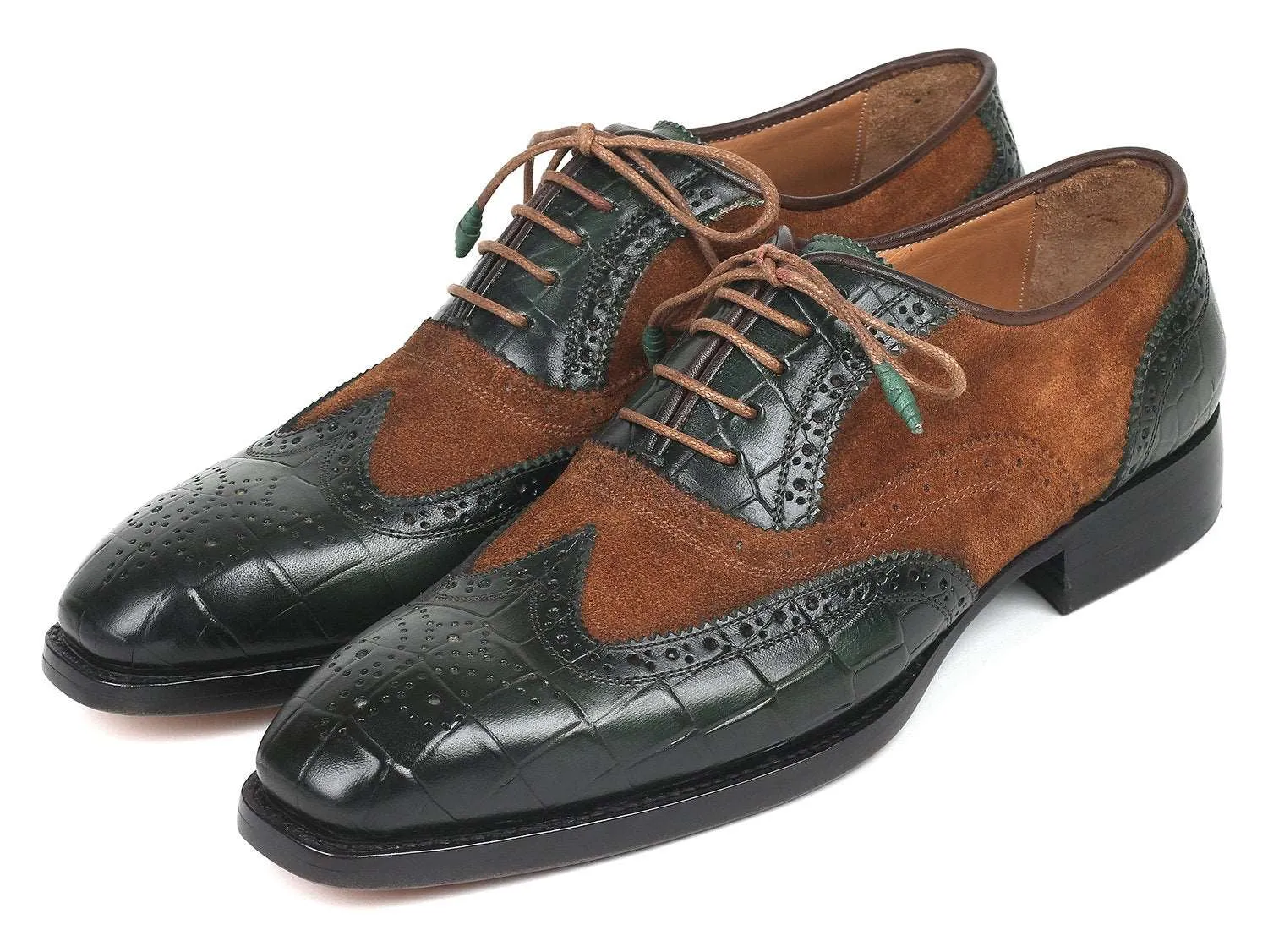 Paul Parkman Brown & Green Wingtip Oxfords