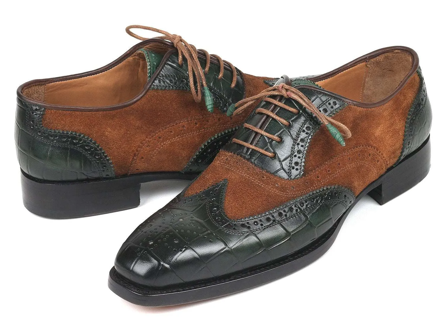 Paul Parkman Brown & Green Wingtip Oxfords