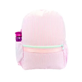 Seersucker Backpack with Pockets - Pink