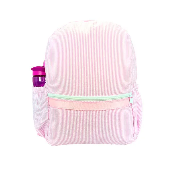 Seersucker Backpack with Pockets - Pink