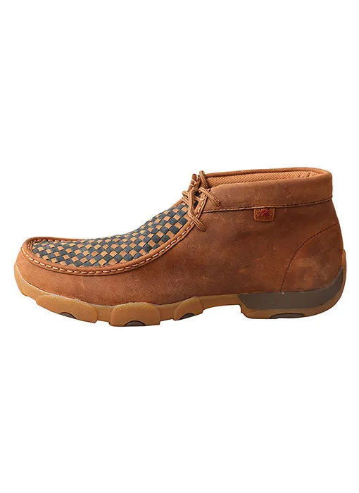 Twisted X Mens Chukka Driving Moccasins-Oiled Saddle/Blue